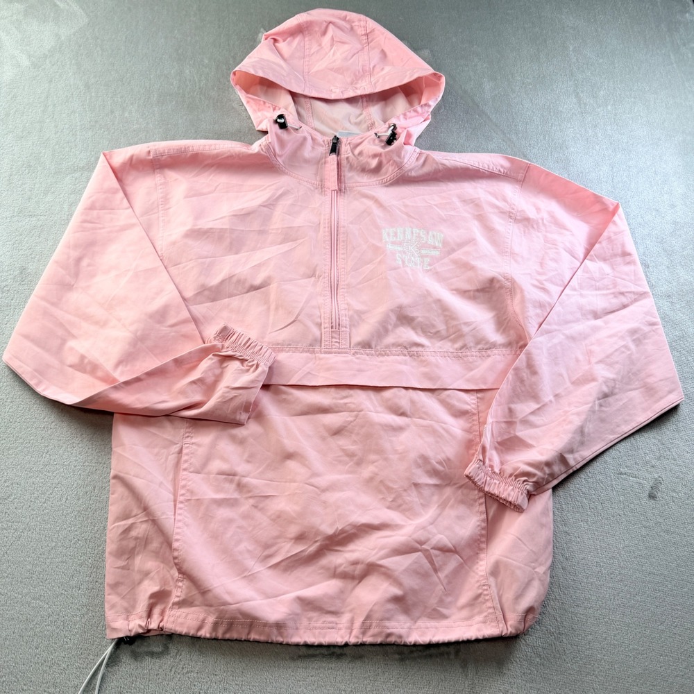 Champion Kennesaw State Women's Small Pink Half Zip Hooded Windbreaker Jacket